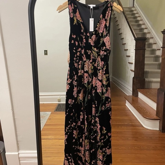 NEW Baltic Born Velvet Floral Black and Pink Wrap Full Length Dress Size Large - Picture 14 of 15